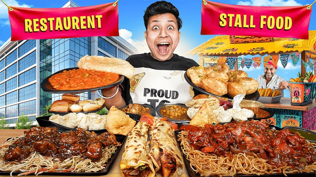 Cheapest vs Expensive Street Foods Mukbang | Chole Bhature, Chili Chicken, Momos, Samosa & Roll