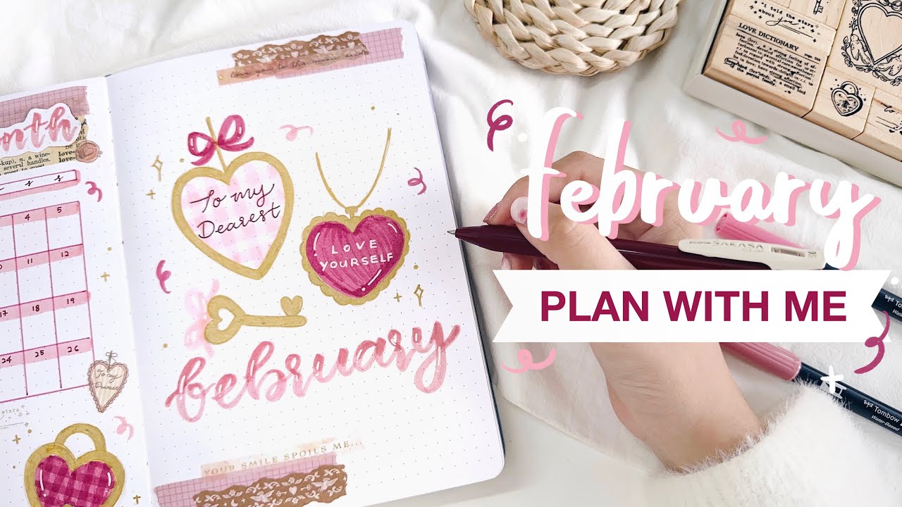 💗 plan with me // february 2023 bullet journal setup ft. notebook therapy (+GIVEAWAY!)