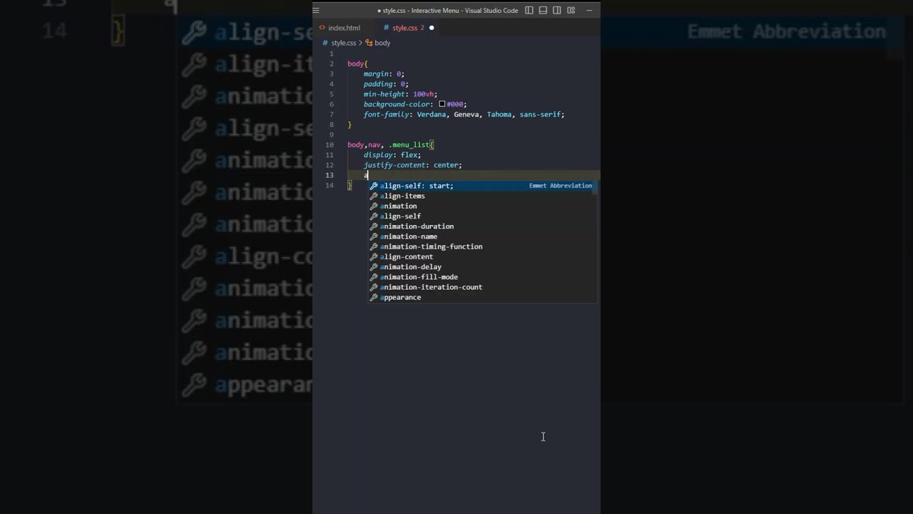 Interactive Menu Bar 🔥🔥 #shorts #short #coding