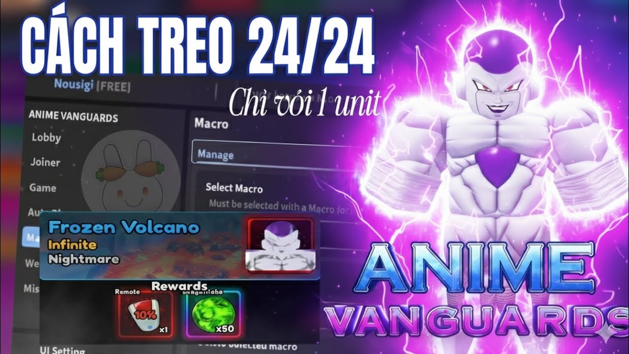 Cách Treo Map Frozen Volcano 24/24 Trên Điện Thoại Bằng Script Nousigi | Anime Vanguards (Roblox)