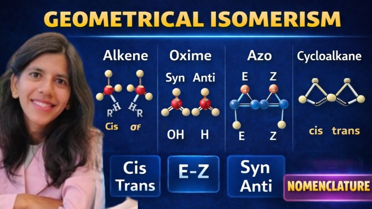 STEREOCHEMISTRY| Geometrical Isomerism in Alkene, Oxime, Azo, Cycloalkane| CIS–TRANS,E–Z & SYN-ANTI