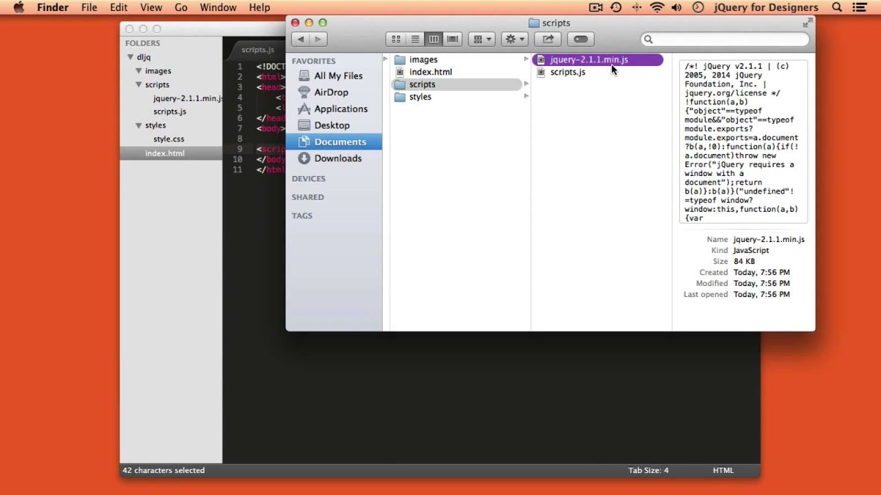 Designers Learning jQuery Episode 1: Installing jQuery
