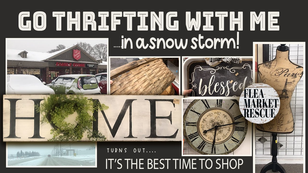 GO THRIFTING WITH ME FOR HOME DECOR IN A SNOW STORM! BIG THRIFT STORE SHOPPING HAUL