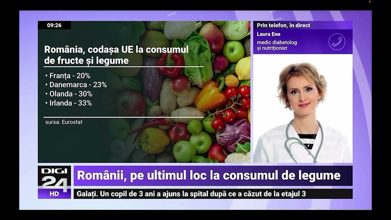 Dr. Laura Ene la DIGI24 despre consumul de fructe și legume
