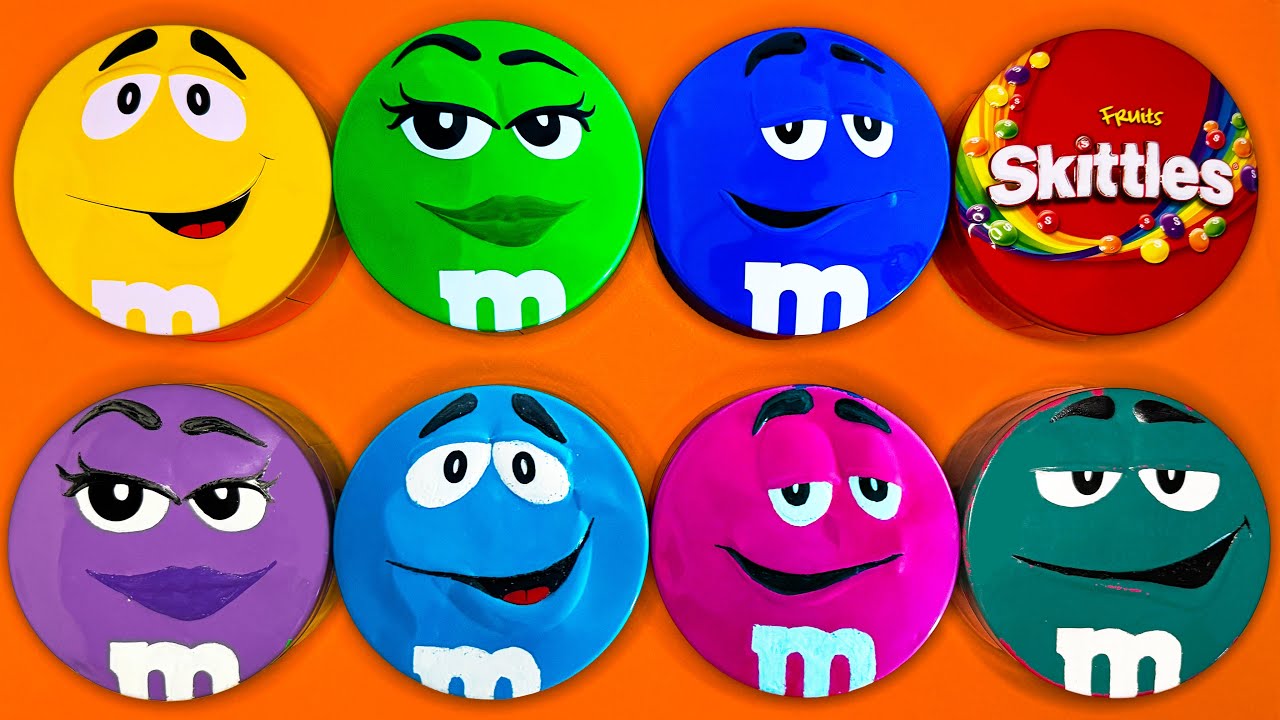 Satisfying Video | Super Unpacking Radiant Skittles & Tasty M&M'S Candy From Glossy Containers ASMR