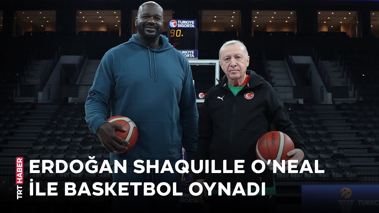 Cumhurbaşkanı Erdoğan, eski NBA oyuncusu Shaquille O'Neal ile basketbol oynadı
