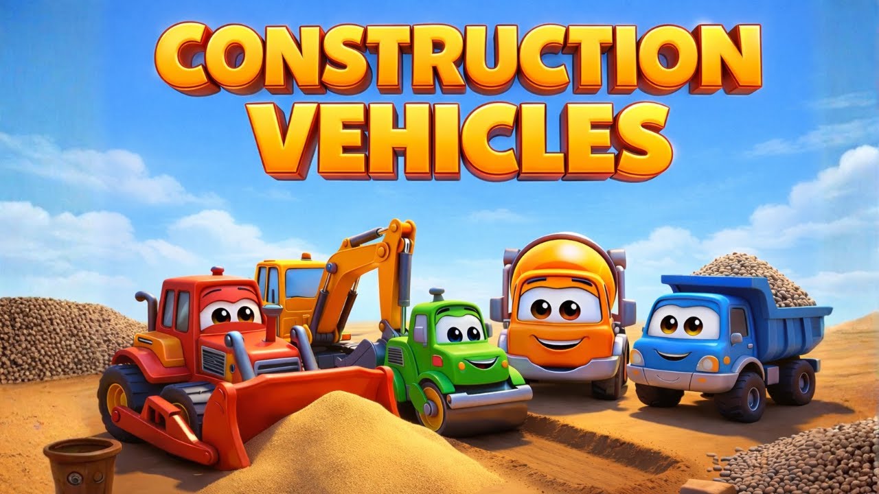 Construction Vehicles Song 🚧 | Bulldozer, Excavator, Dump Truck & More | Kids Songs