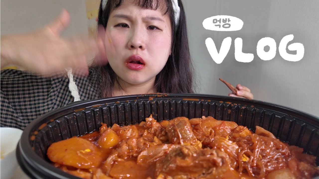 [먹방 브이로그] 먹고! 먹고! 또먹고! 먹방 브이로그 ㅣ 불닭볶음면, 두찜 매운갈비찜닭, 튤립닭발, 순두부열라면