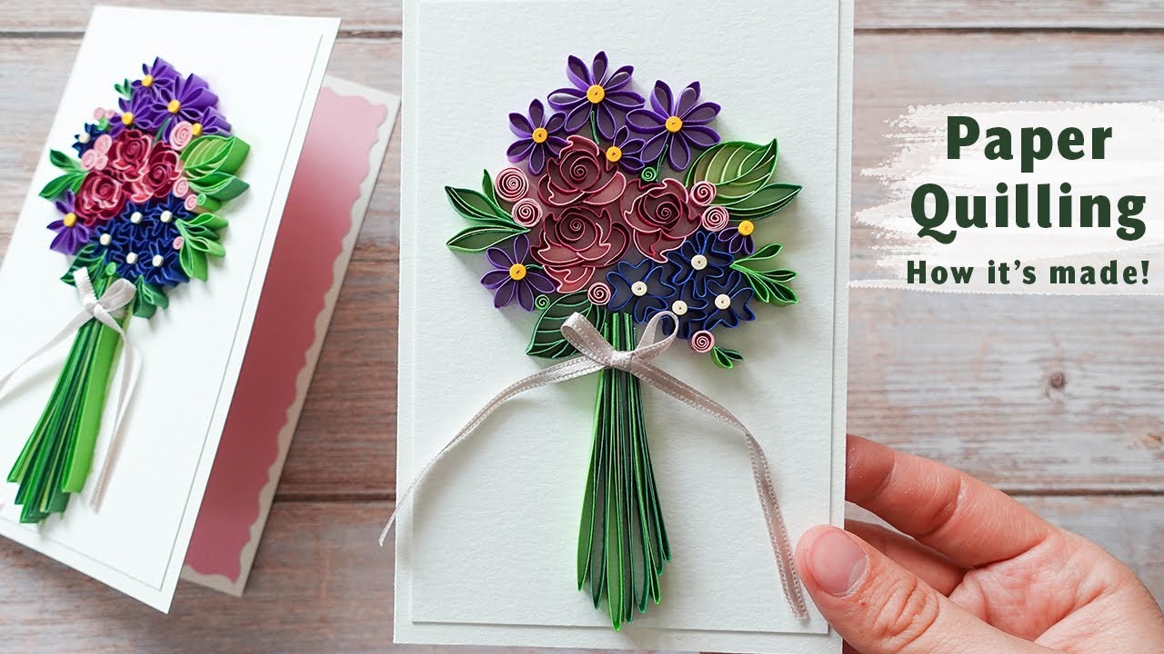Paper Quilling Bouquet of Flowers | Spring Cards Ideas | Easter | Mother's Day