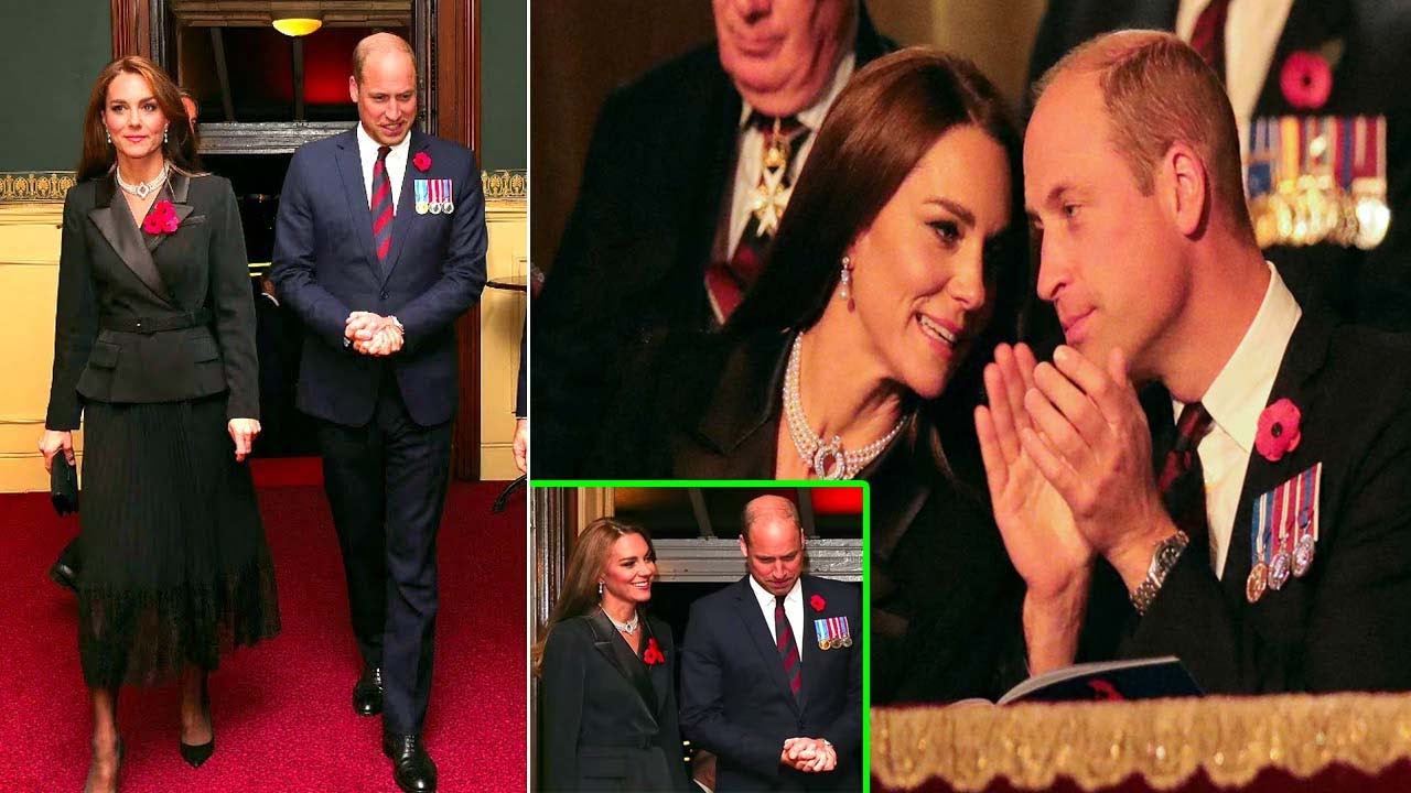 Princess of Wales Kate Radiant In A Black Dress As She Wears The Brooch Festival of Remembrance