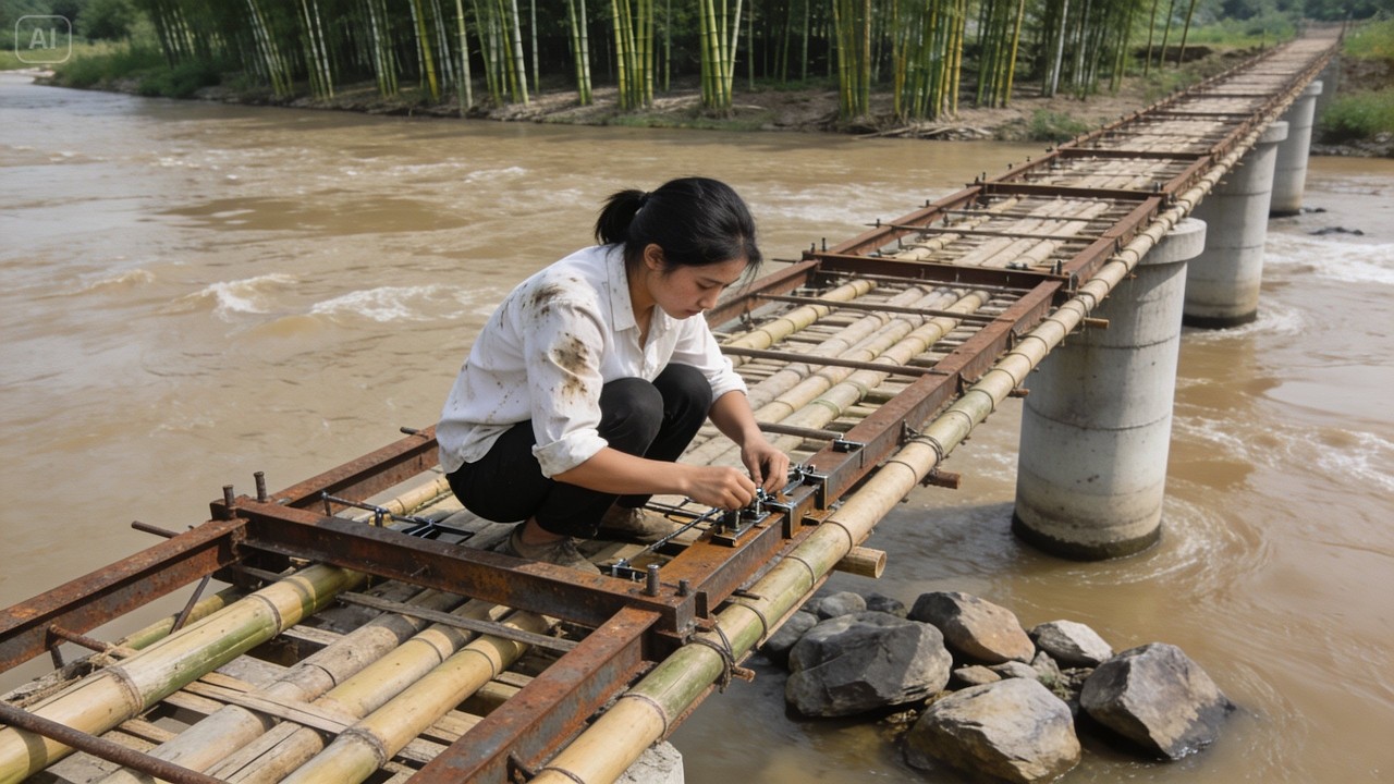 Alone in the Wild Mountains, the Small Girl Builds a Bridge That Earns Everyone's Admiration.