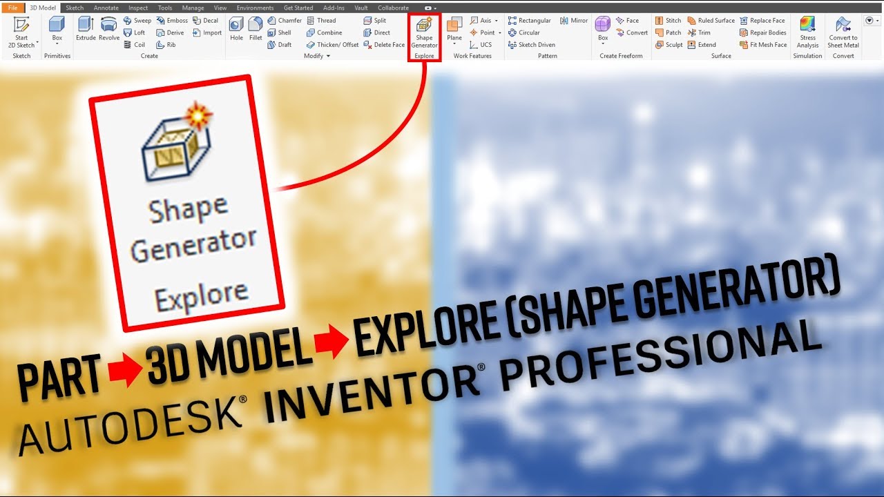 AUTODESK INVENTOR EVERY BUTTON EXPLAINED! Part - 3D Model - Explore (Shape Generator)