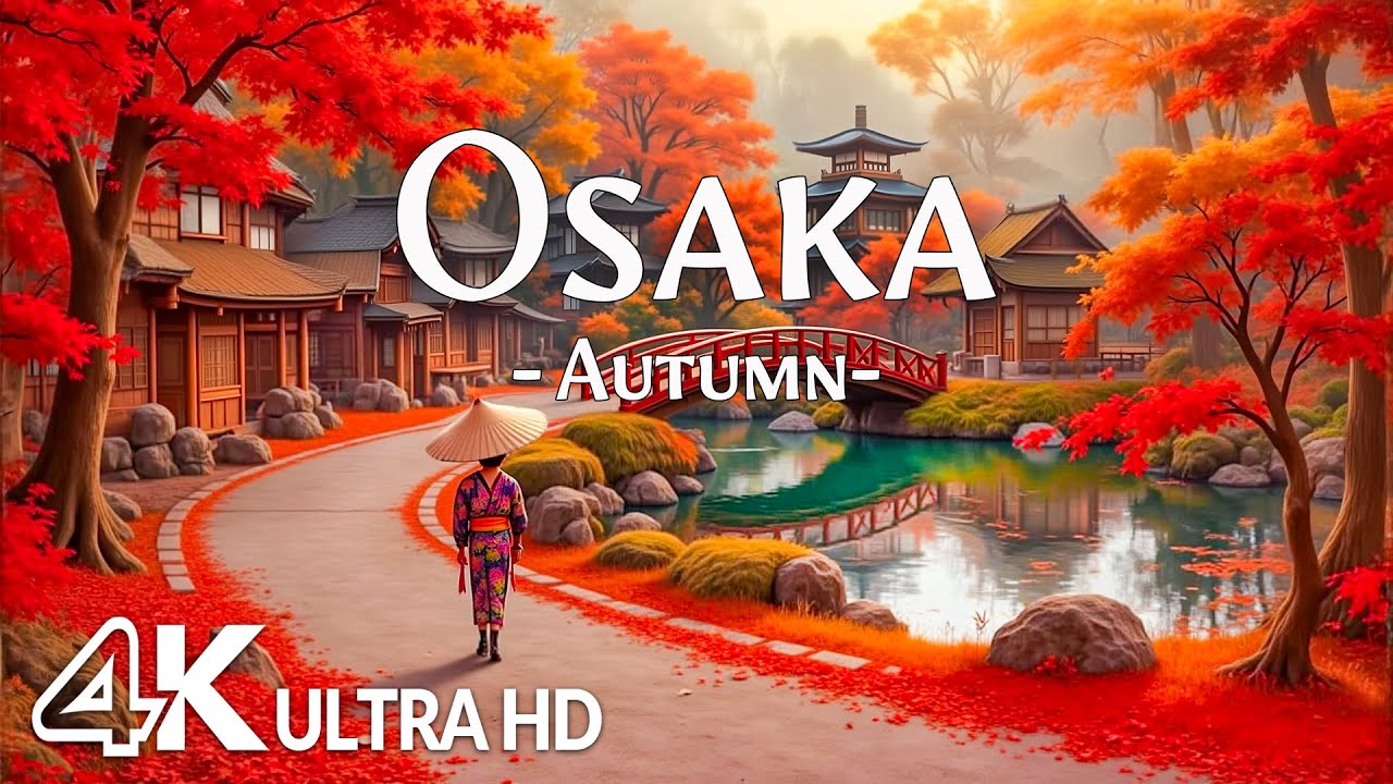 Osaka, Japan in Autumn 4K 🍁 Amazing Beautiful Nature Scenery with Relaxing Music 🍂