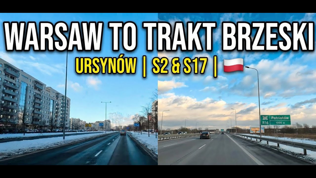 Driving Warsaw: Ursynów to Trakt Brzeski via S2 (POW) & S17 🇵🇱