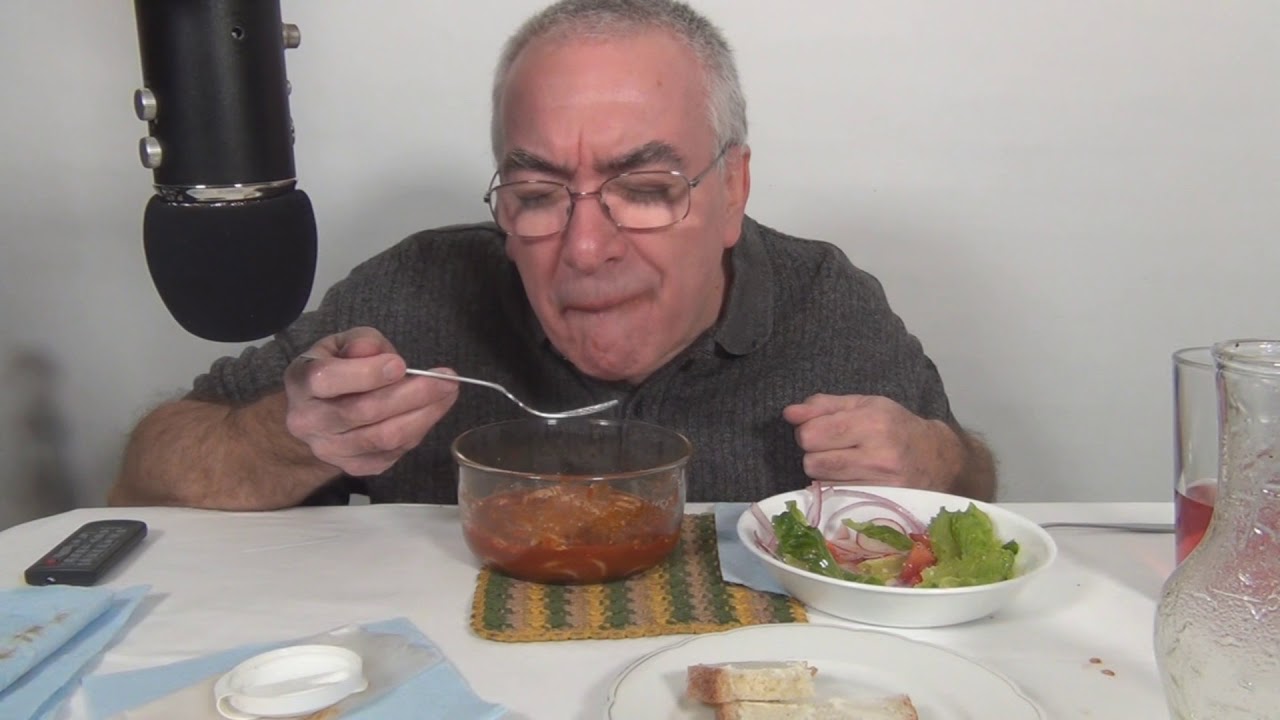 ASMR Eating Leftover Spaghetti and a Salad NO TALKING