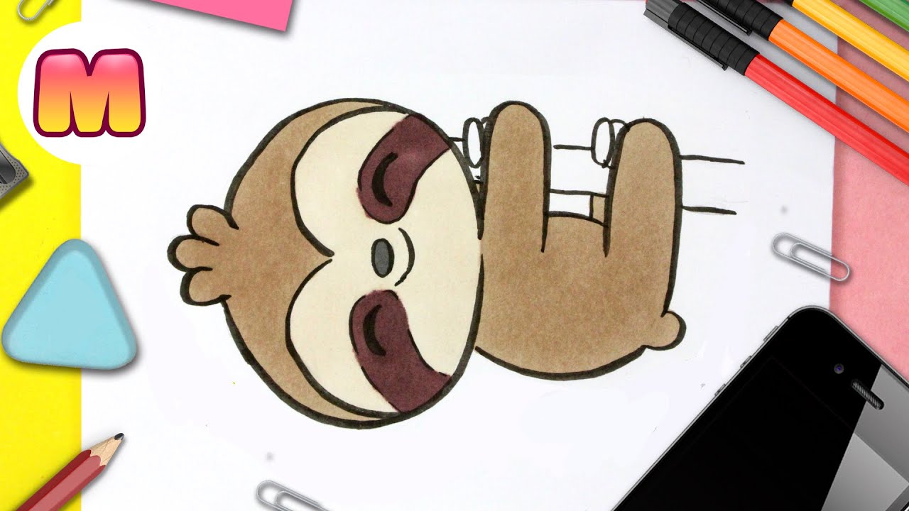 COMO DIBUJAR UN PEREZOSO KAWAII - dibujos kawaii faciles - Aprender a dibujar animales kawaii