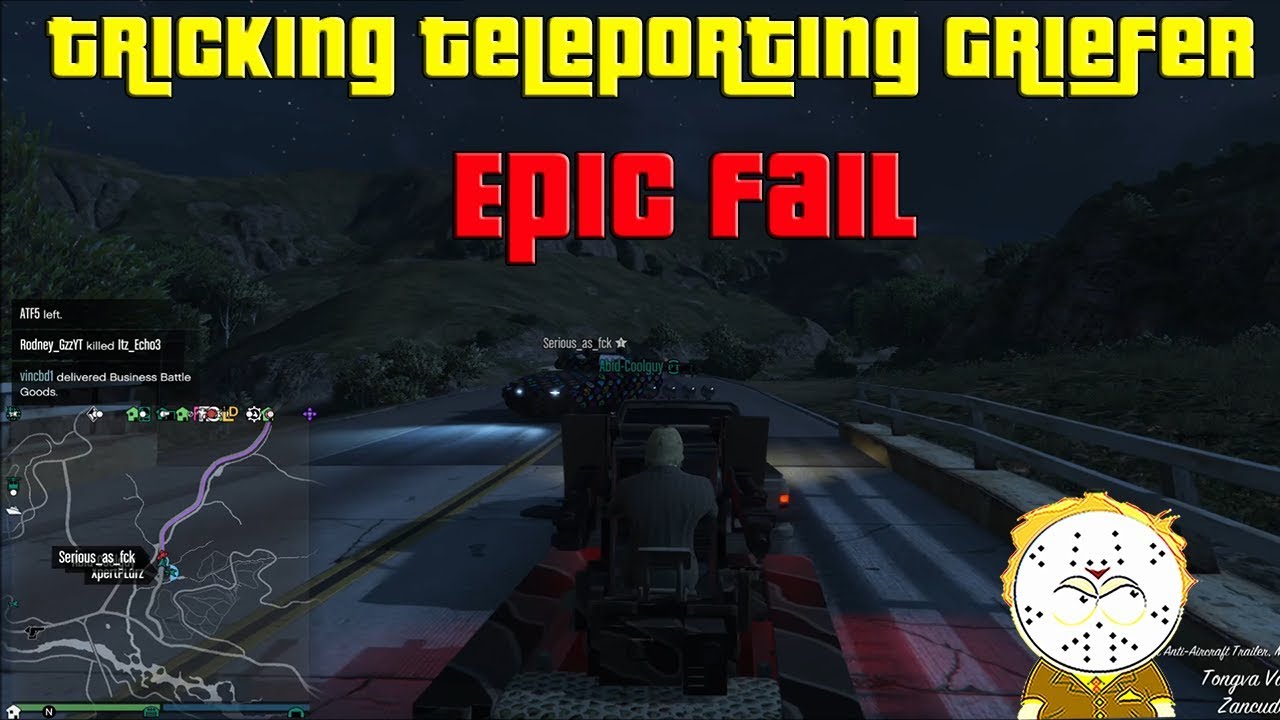 GTA Online Tricking A Teleporting Khanjali Griefer With A Flak Cannon, Epic Fail