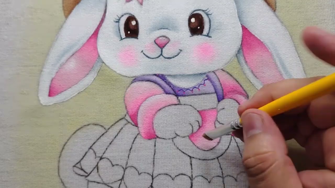 Coelhinha Pintura em Tecido Parte 2 Aula 627 - Apostila 6 Coelhos