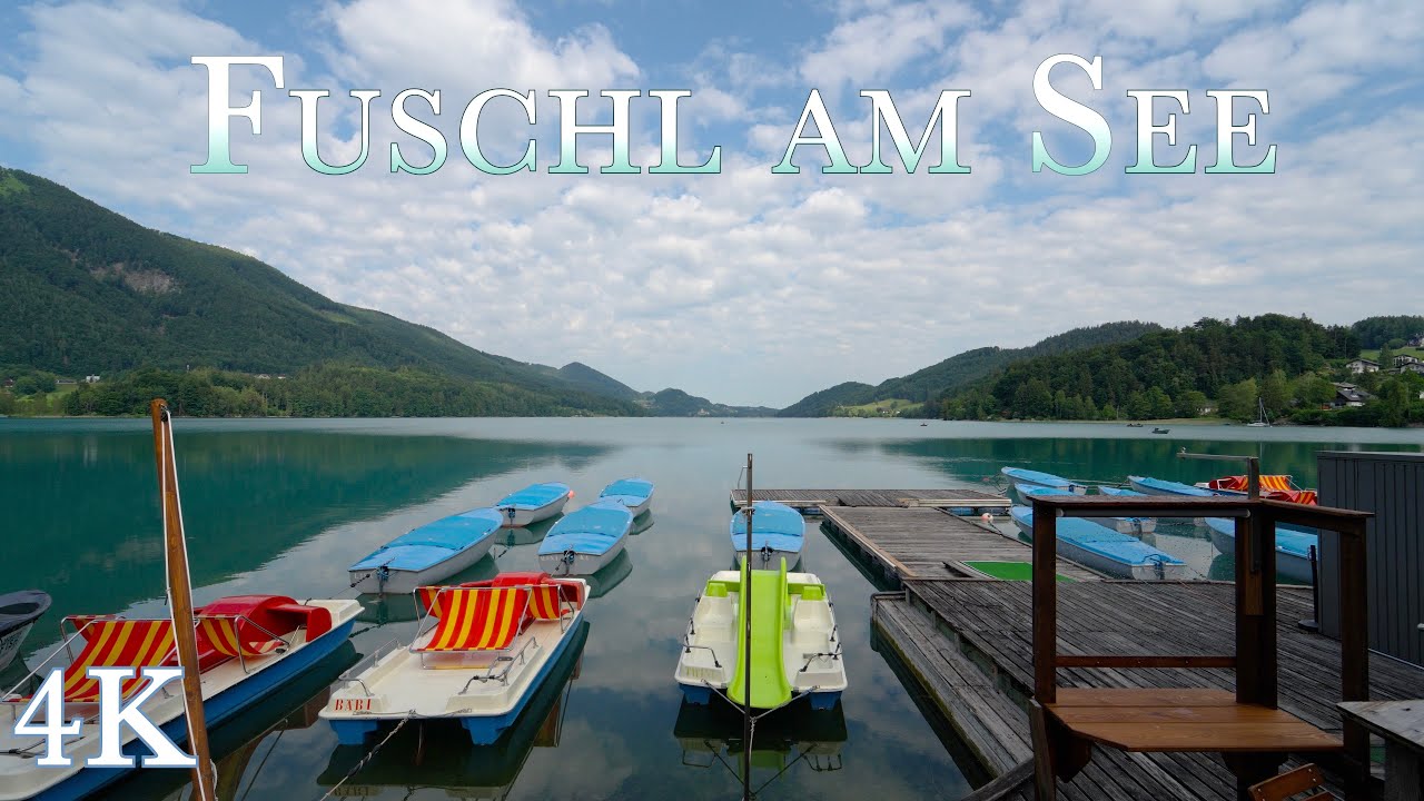Fuschl am See, Austria - Walking in small Mountain Village, Binaural Sounds to Relax, ASMR 4K