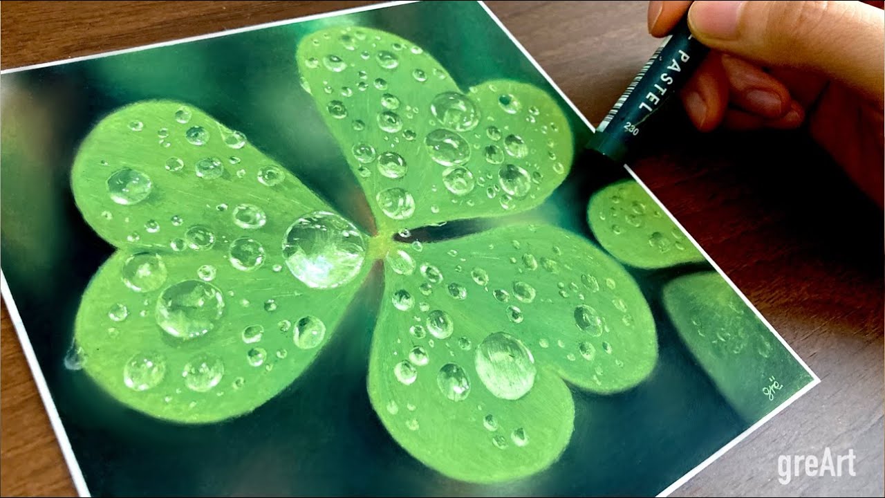 Oil pastel Drawing/Drawing a clover for Beginners☘️Wish for safety 오일파스텔로 클로버 그리기