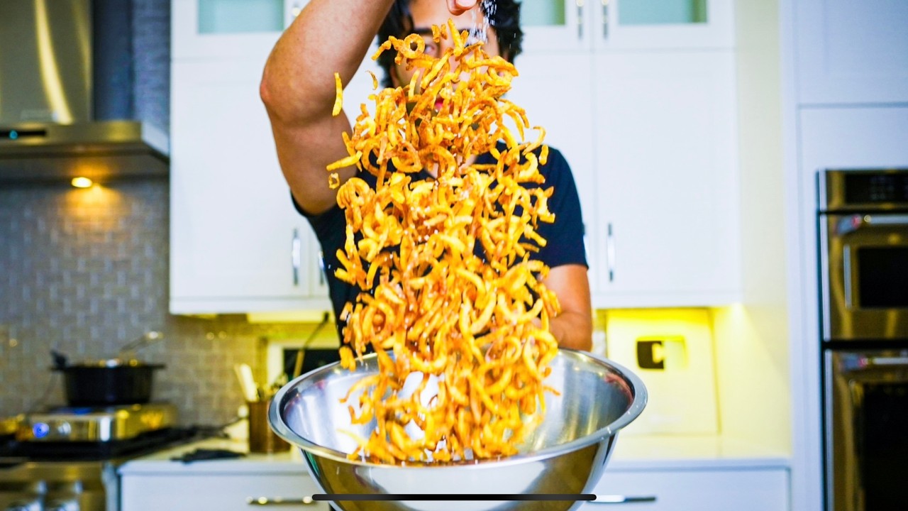 how to make the CRISPIEST curly fries (3 Steps)