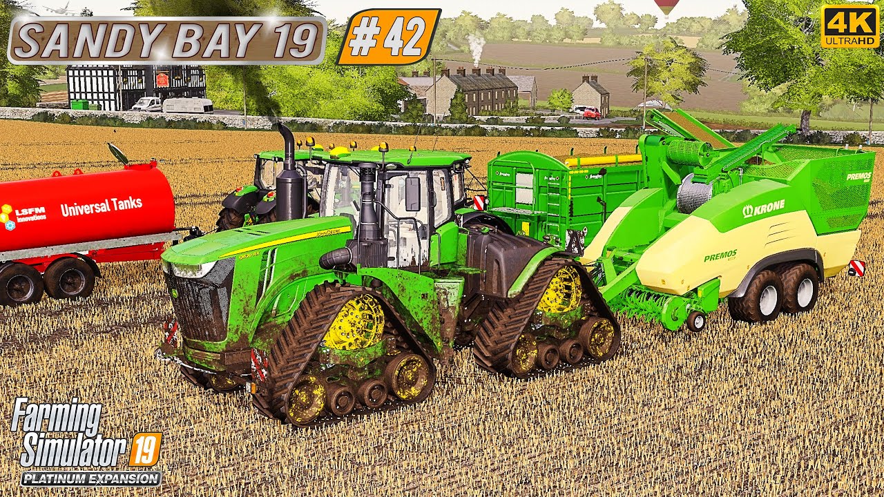 Mowing. Harvesting Oat & Rye. Making Straw Pellets ⭐ Sandy Bay 19 #42 ⭐ FS19 4K TimeLapse