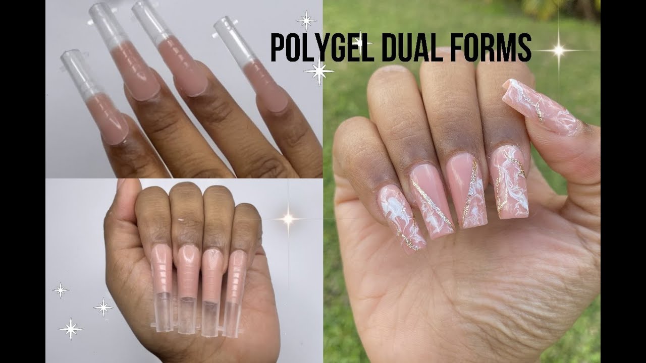HOW TO POLYGEL NAILS USING DUAL FORMS ✨ MARBLE NAIL ART💞 Beginner Friendly Nail Tutorial