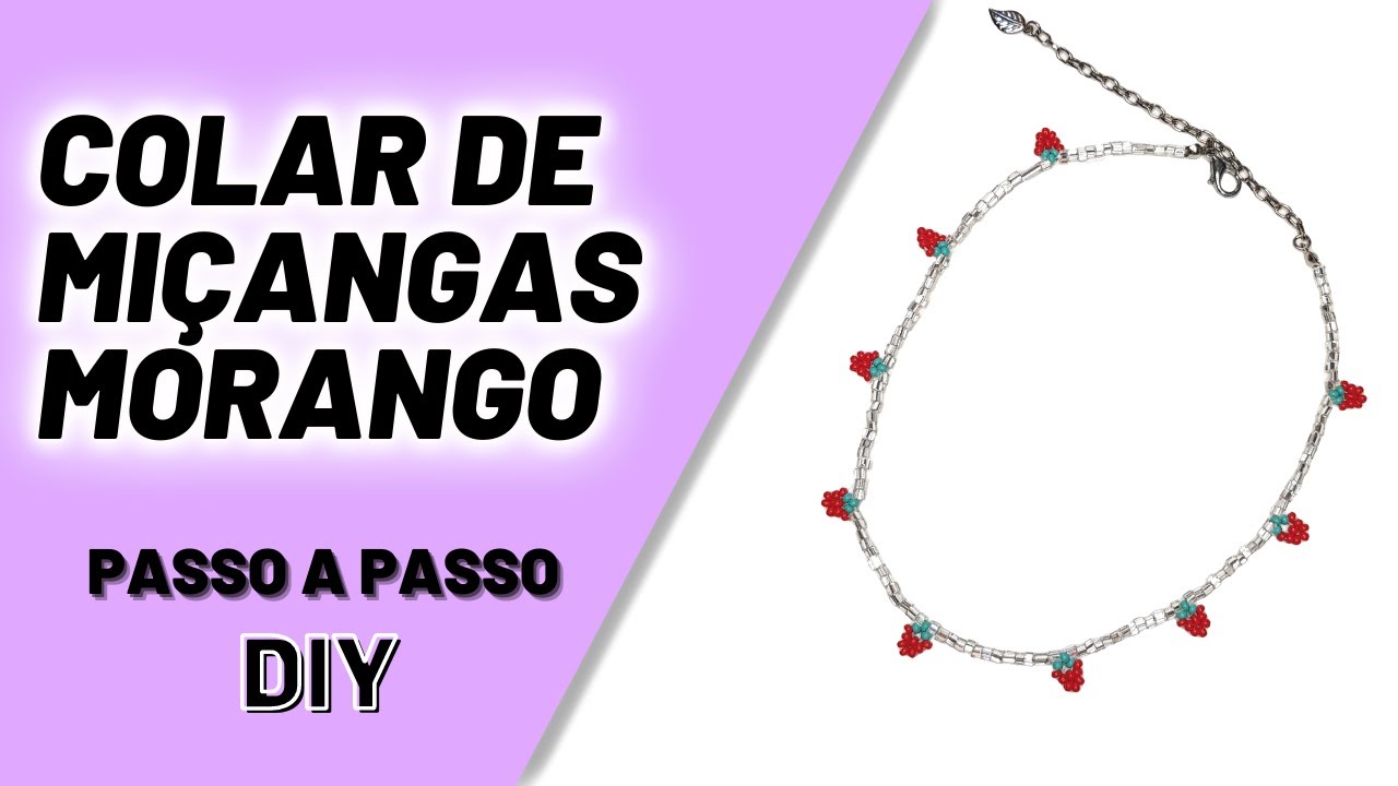Choker Uva ou Morango de Miçangas Passo a Passo (DIY Beaded Strawberry and Grape Necklace)