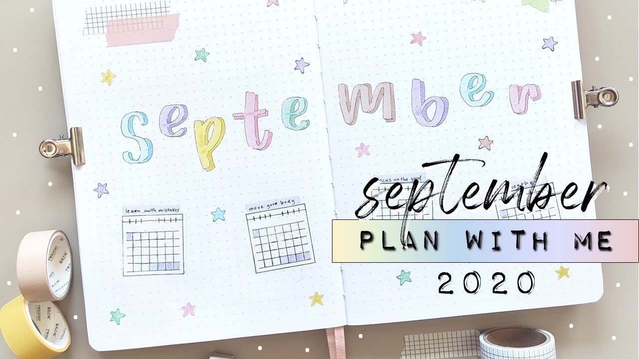 PLAN WITH ME | September 2020 | Bullet Journal Setup - Pastel Stars & Self-Care