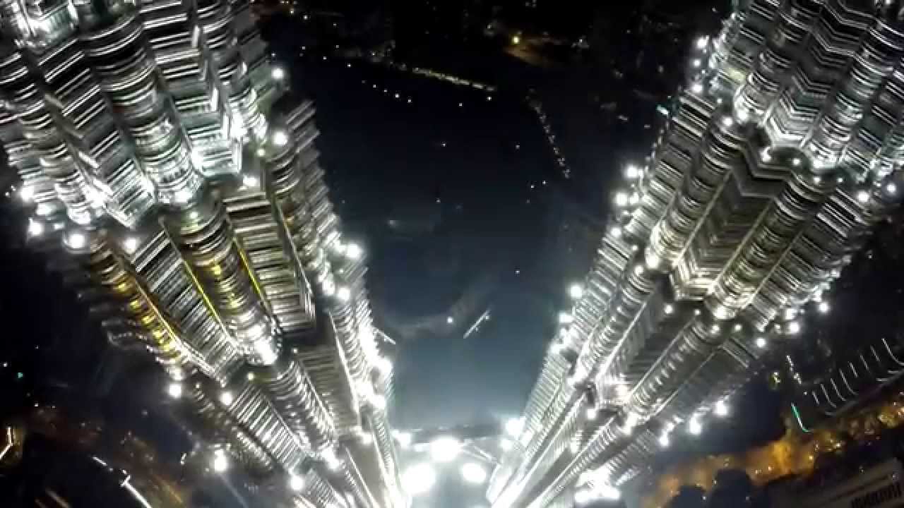 Twin Tower Petronas Kuala Lumpur Night Aerial View