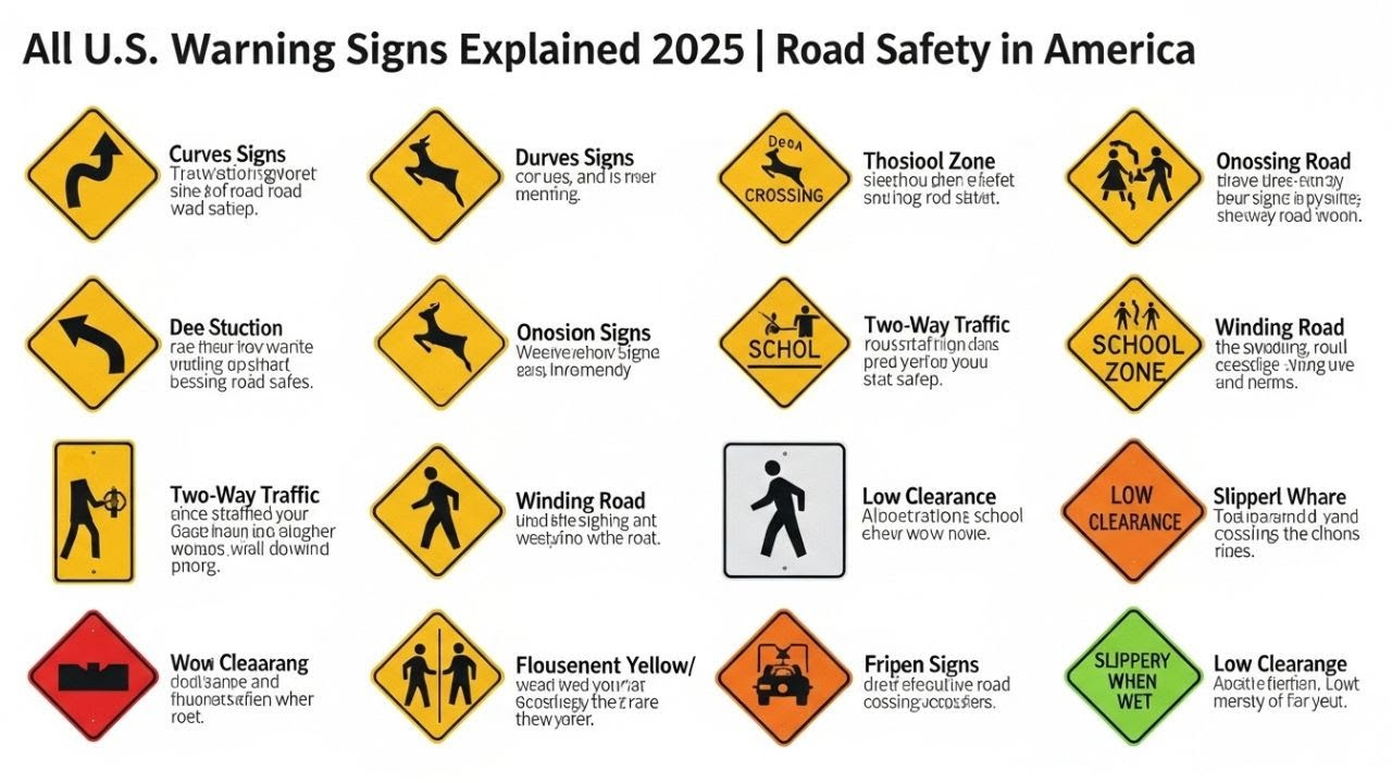 All U.S. Warning Signs Explained | Road Safety in America 2025