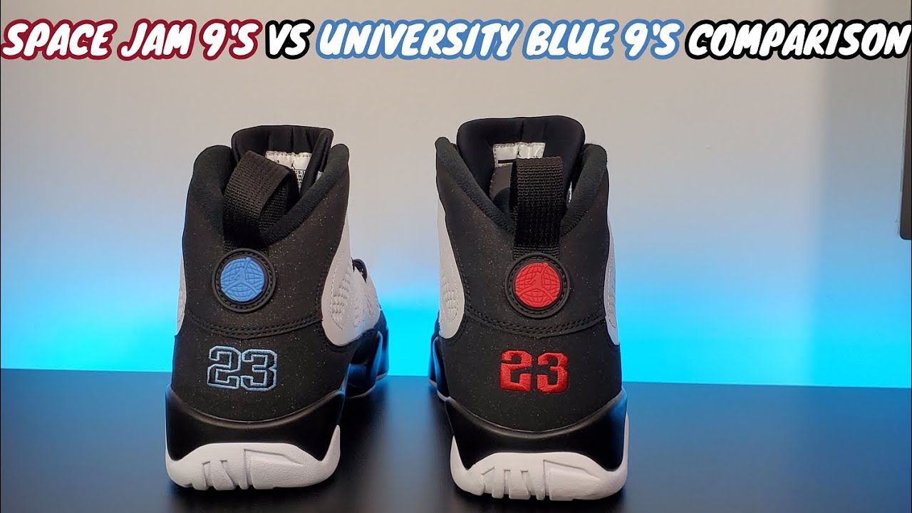 SPACE JAM 9'S VS UNIVERSITY BLUE 9'S COMPARISON