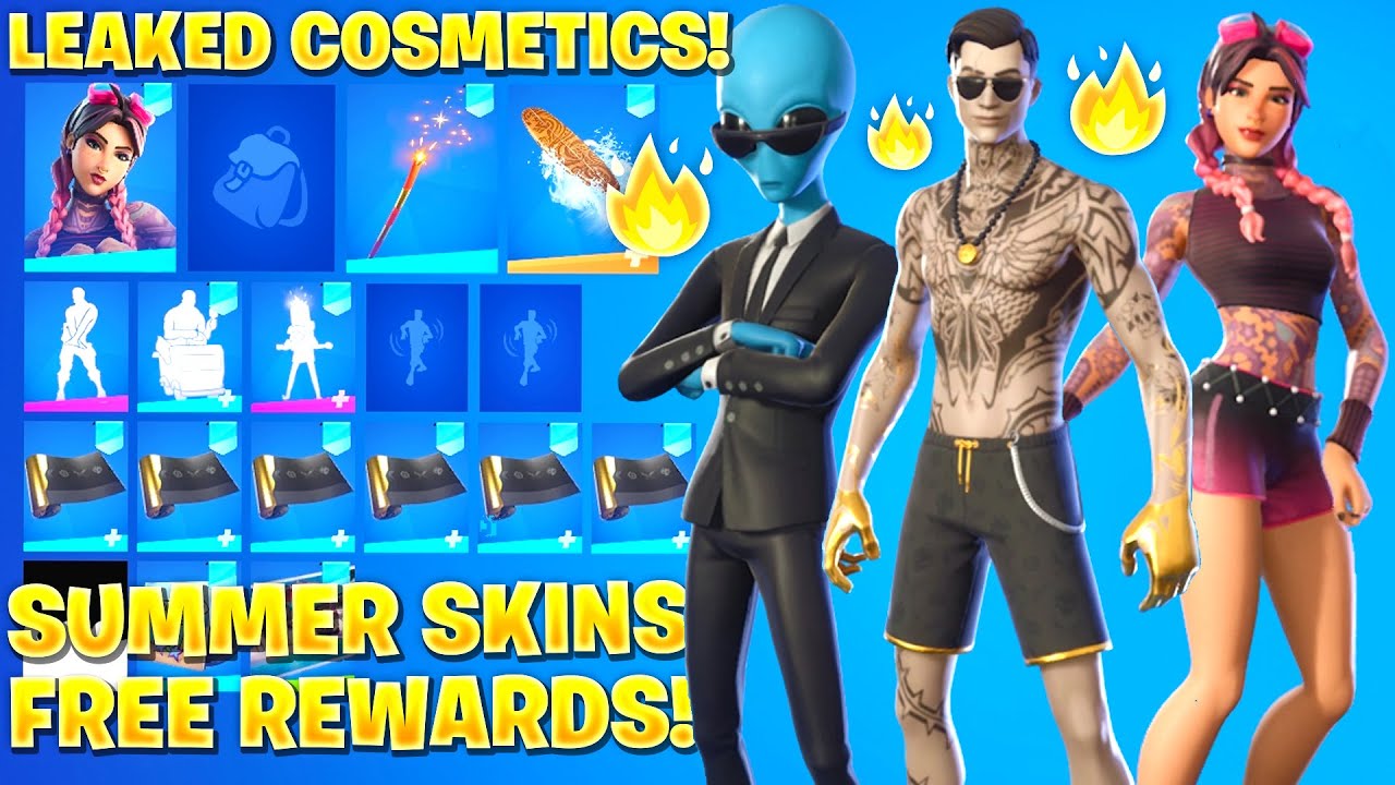 All *NEW* Leaked Fortnite Summer Skins! *FREE REWARDS* (Summer Midas, Summer Brutus & Sumer Jules)