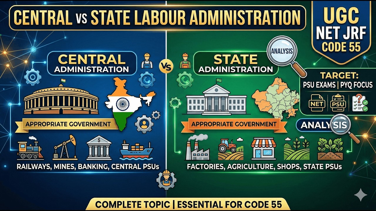 Role of State and Central Labor Administration| Complete Topic for UGC NET Code 55 & PSU Exams