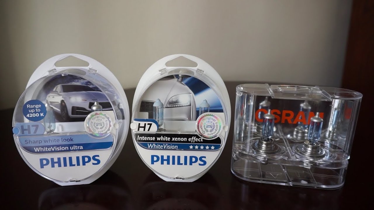Philips WhiteVision Ultra 4200k, WhiteVision 3700k, OSRAM Cool Blue Intense 4200k