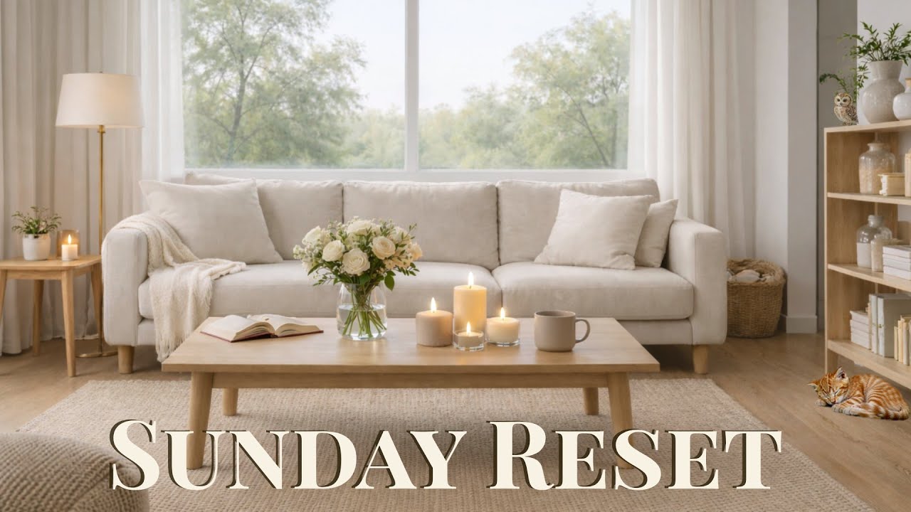 Sunday Reset Ambience 🌿 Calm Piano, Cozy Room, Nervous System Reset | Slow Down & Feel Safe