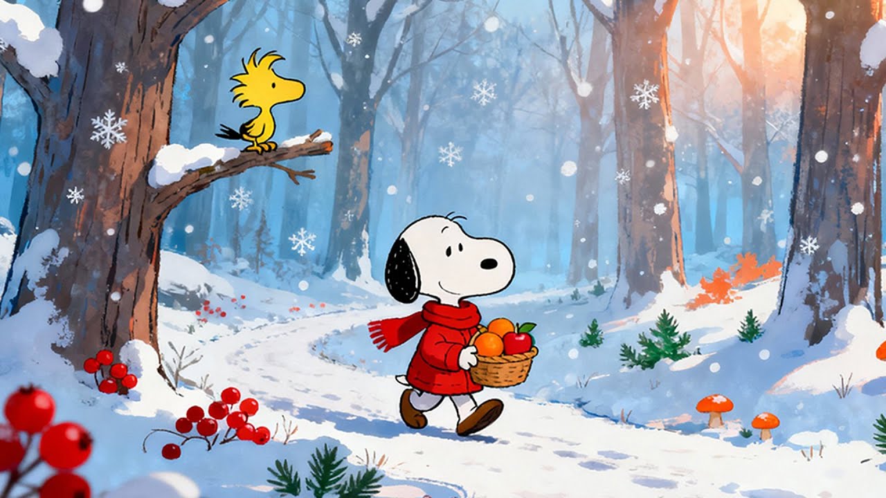 ☃️ Snoopy’s Snowy Winter Walk 🧣 Ambient Lofi Music, Falling Snow & Gentle Calm | Unwind & Chill