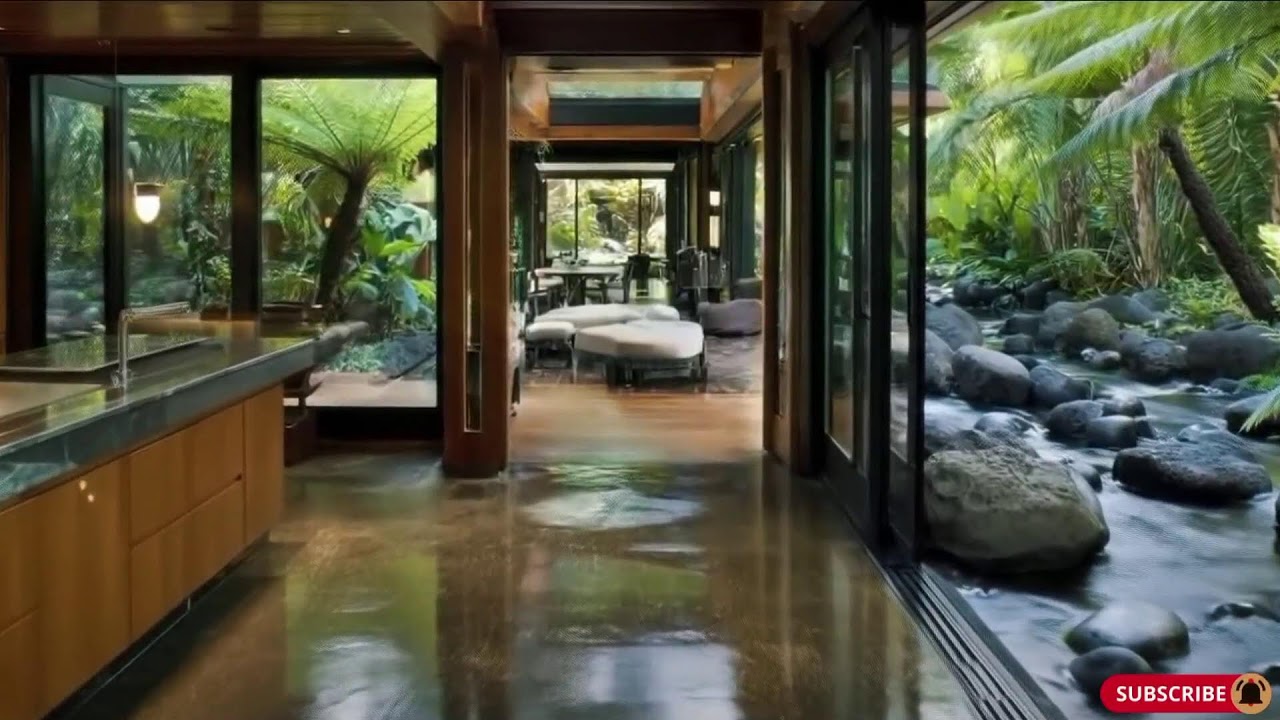 🛑 Modern Luxury Living Room with Indoor Garden and Seamless Nature Integration