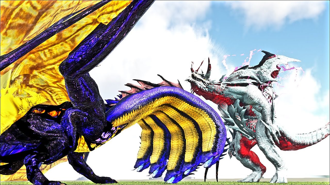 KING GHIDORAH THE APOCALYPTIC DRAGON VS KAITAN THE WHITE DEATH (ARK SURVIVAL EVOLVED BATTLE KAIJUS)