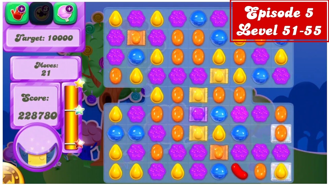 CANDY CRUSH SAGA - DREAMWORLD E5 LEVEL 51-55 FULL GAMEPLAY