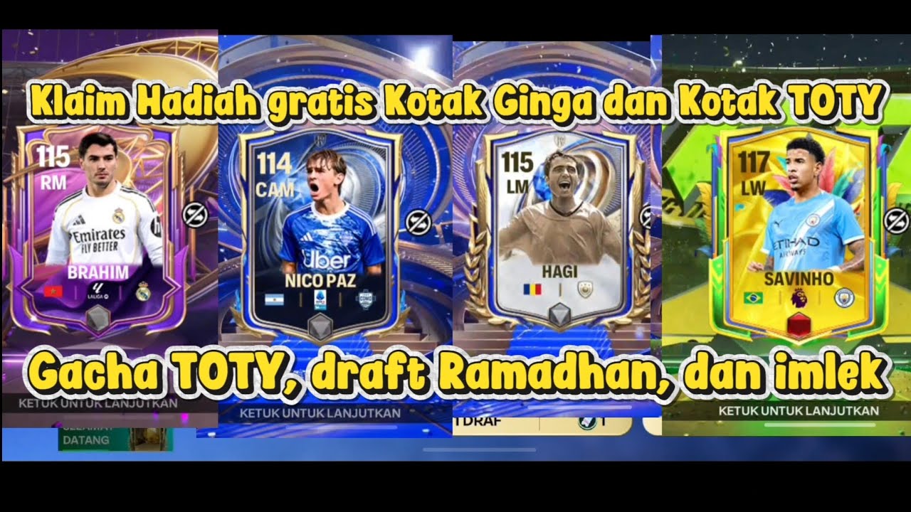 Klaim 2 kotak hadiah gratis, kotak ginga dan TOTY, klaim hadiah akhir ginga 117, Gacha draft 