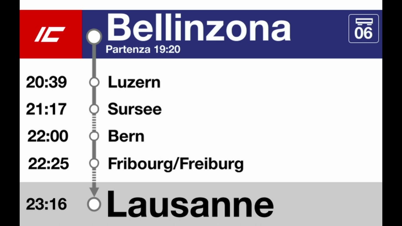 SBB CFF FFS annuncio/Ansage » Benvenuto a Bellinzona a destinazione Lausanne (2023) | SLBahnen