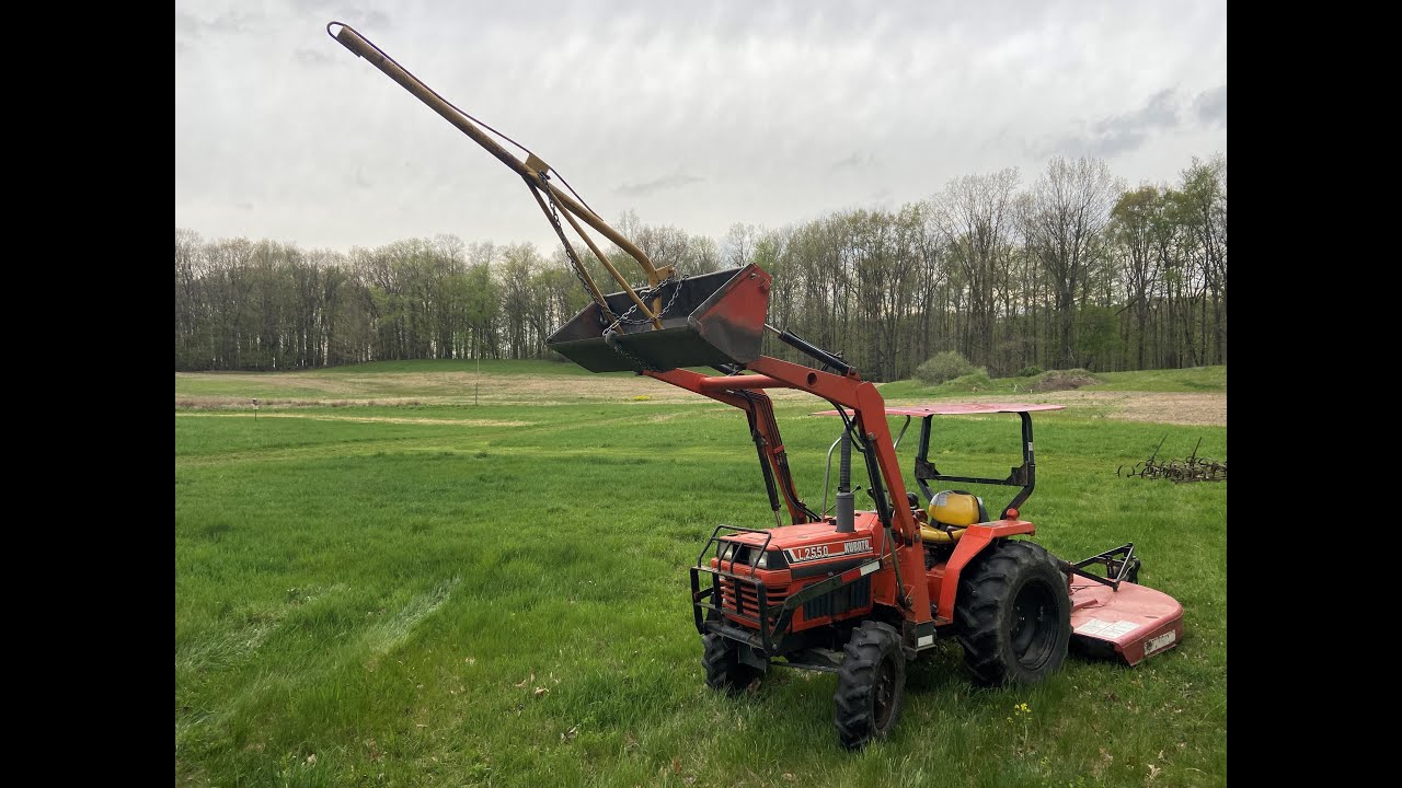 OldGuyDIY Why Mount Boom Pole To Front Tractor Loader Not Rear 3 Point Hitch? Reach 12' High, 8' Out