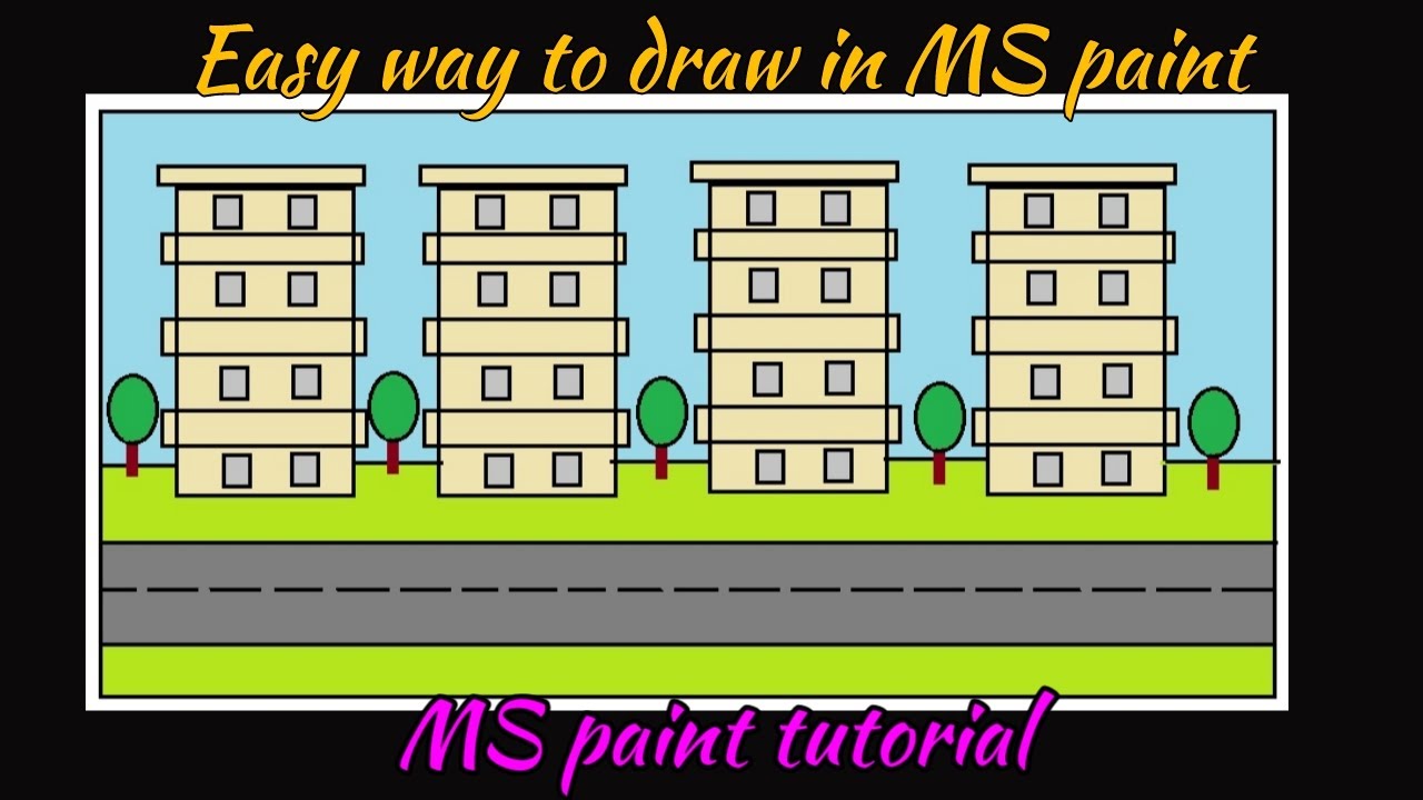 City Background drawing | How to draw City background in MS paint | MS paint tutorial |  MS paint