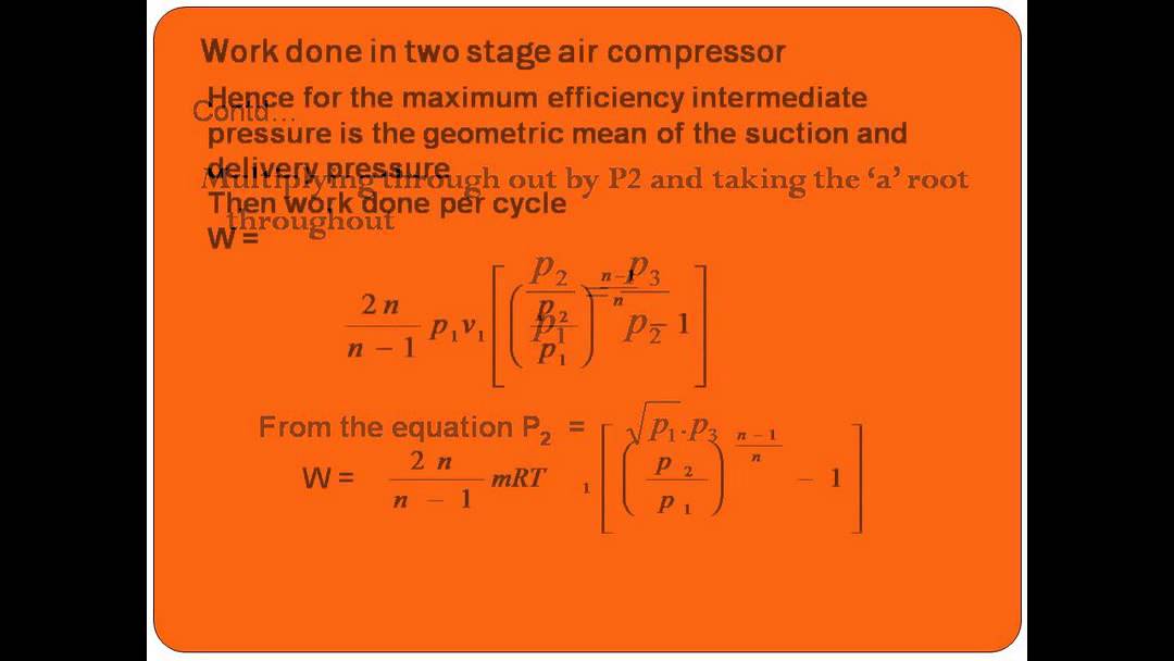 Conditions for minimum work done in  two stage air compressor