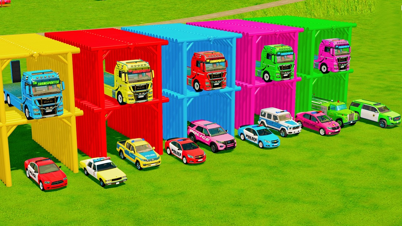 TRANSPORTING ALL POLICE CARS WITH DOUBLE-DECK TRUCK & MAN TRUCKS | Farming Simulator 22