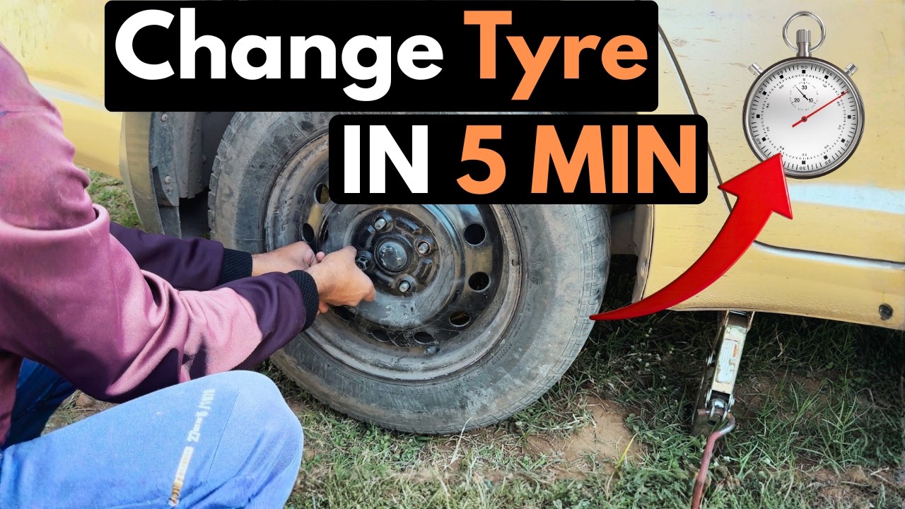 सिर्फ़ 5 मिनट में टायर बदले | Step by Step | How to change Tyre Correct Way |