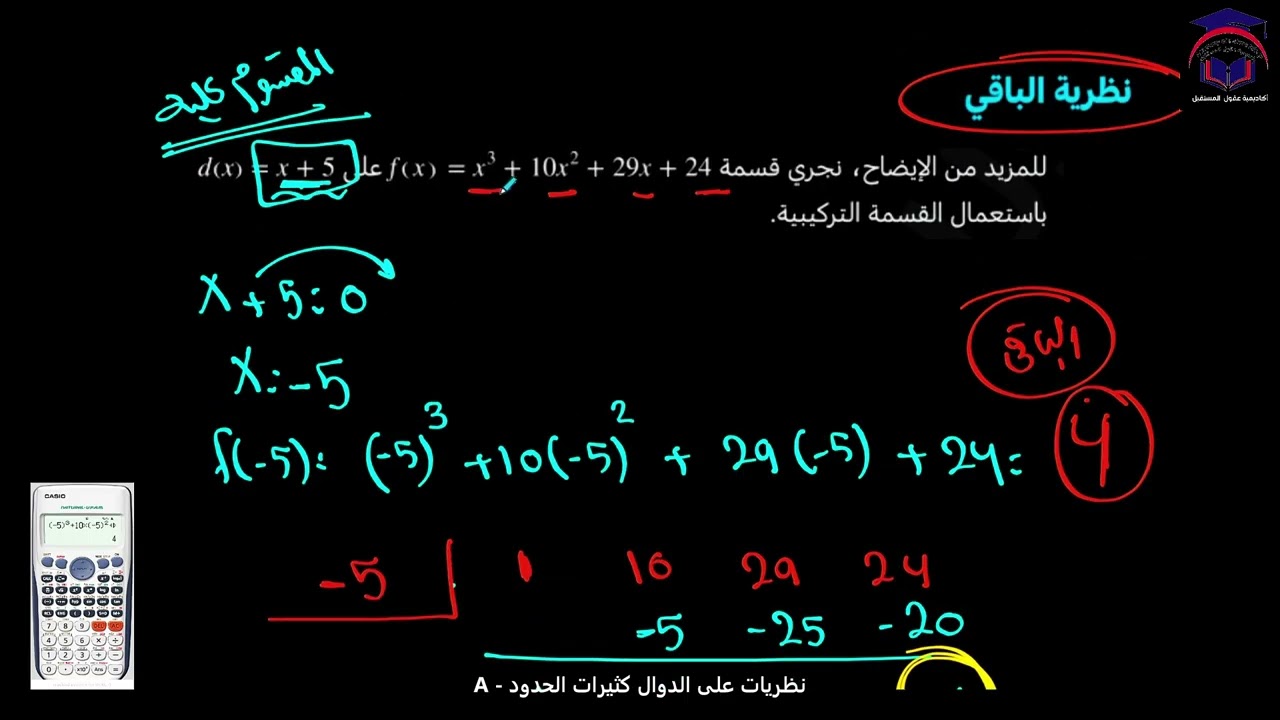 Math 11 S1 lesson 11A talat نظريات على الدوال كثيرات الحدود الصف الحادي عشر