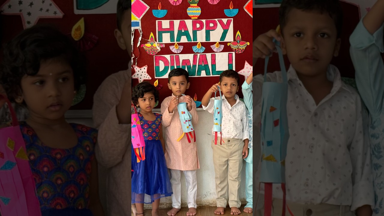 Diwali Celebration In school #ytshorts #creativelearners #youtubeshorts #diwali #paperlanterns #kids