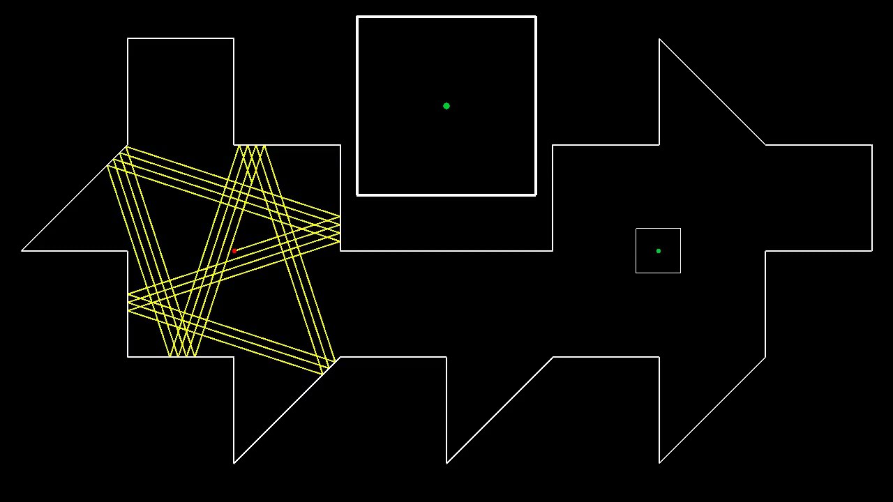 Yellow's great escape: trajectory of one particle in a Tokarsky unilluminable room